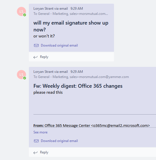 Cleaner email signatures in Microsoft Teams