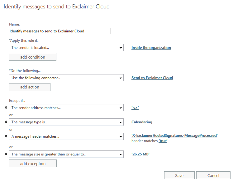 Identify message to send to Exclaimer Cloud