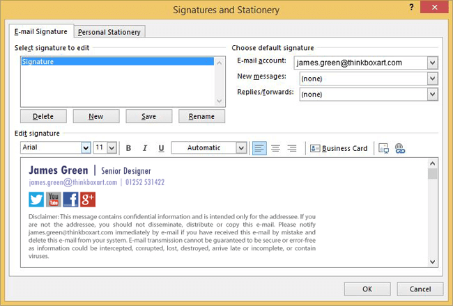 designing html email signature outlook
