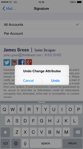 Undo the Change Attributes menu activated by shaking the iPhone.