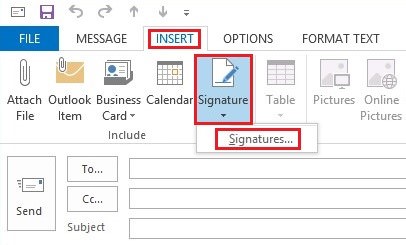 Go the Signatures tab to start creating your Outlook signature.