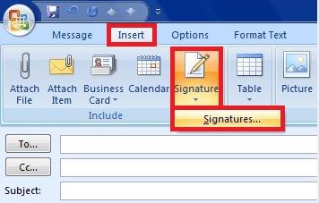 come modificare la firma dell'e-mail in Outlook 2007