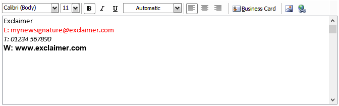 A basic Outlook 2007 signature.