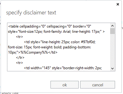 Microsoft 365 (formerly Office 365) disclaimer function